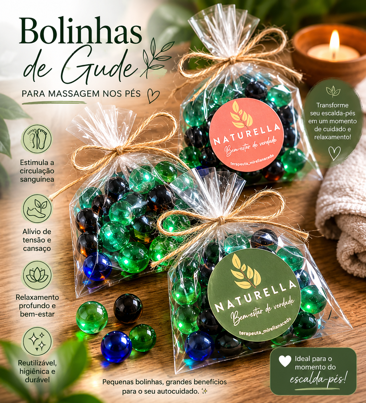 Bolinhas de Gude para Massagem nos Pés